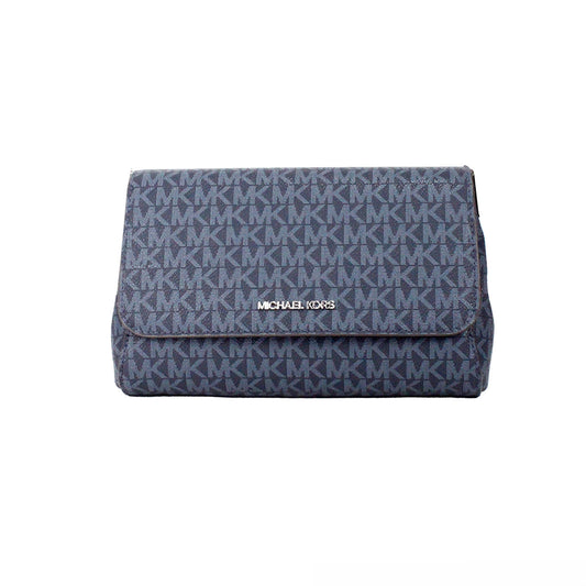 Michael Kors Jet Set Medium Navy Signature PVC Convertible Pouchette Crossbody Bag Limited by Michael Kors