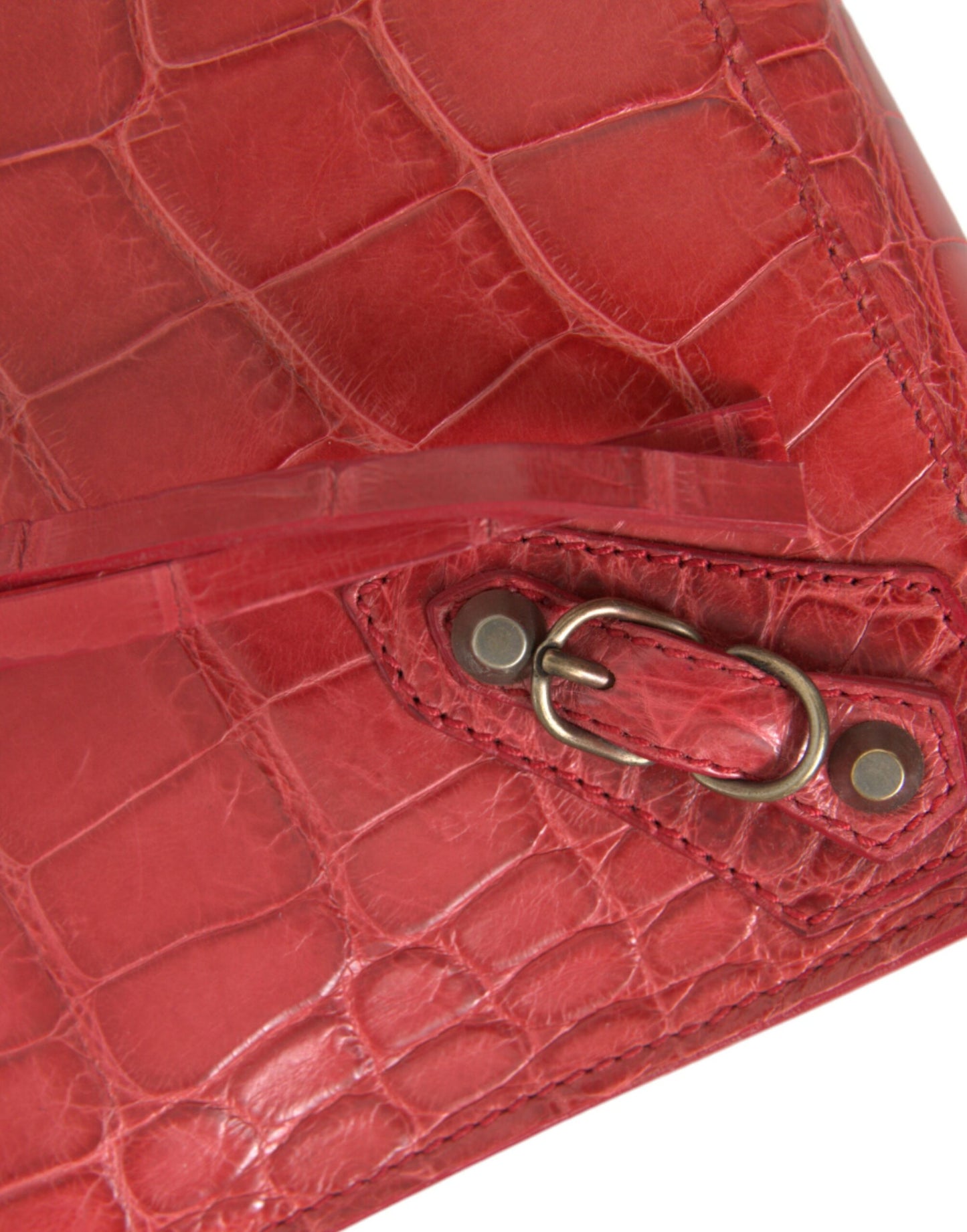 Balenciaga Alligatorskin Pouch Clutch Red Exotic Leather Limited Edition Handcrafted in Italy for Luxury Lovers by Balenciaga