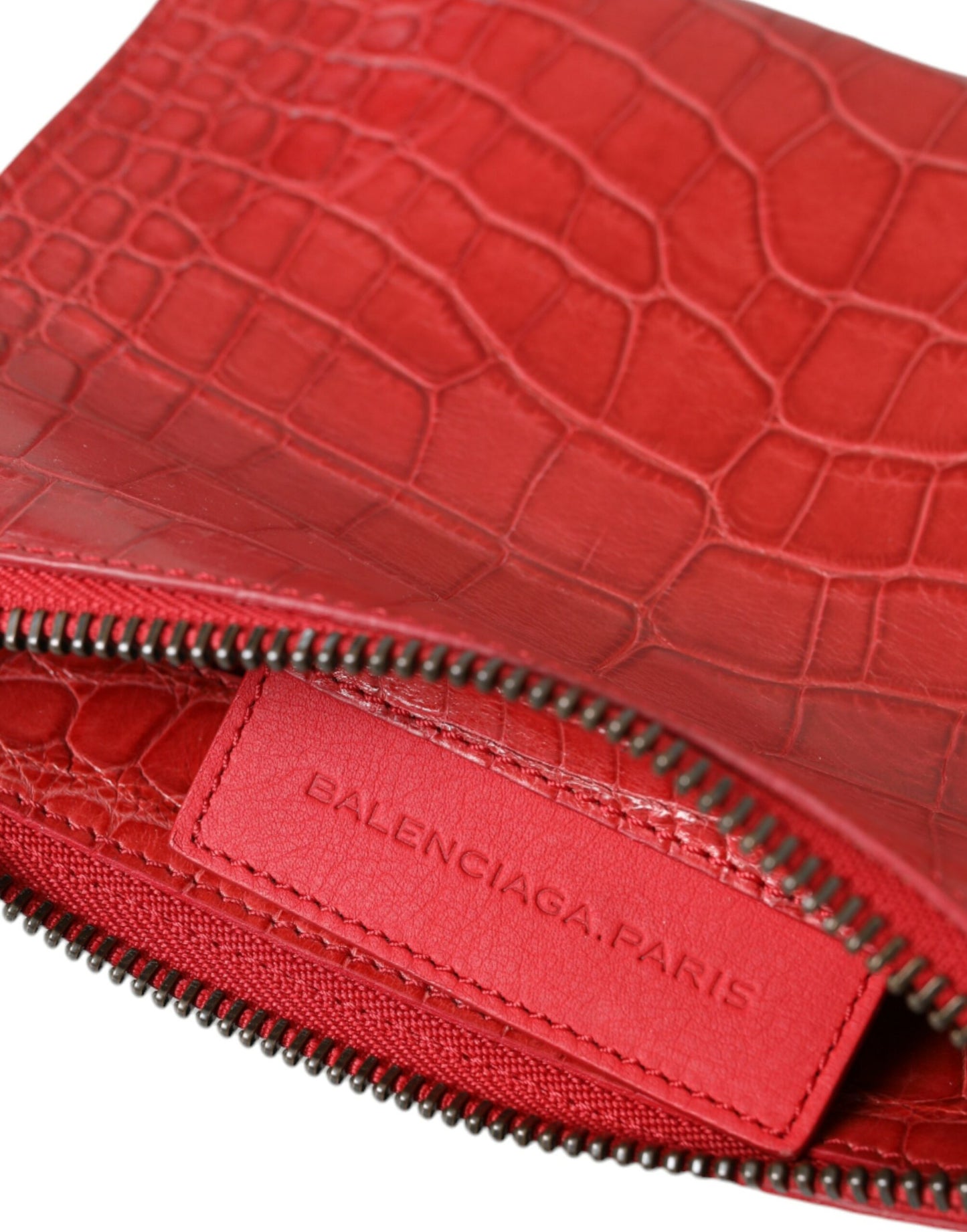 Balenciaga Alligatorskin Pouch Clutch Red Exotic Leather Limited Edition Handcrafted in Italy for Luxury Lovers by Balenciaga