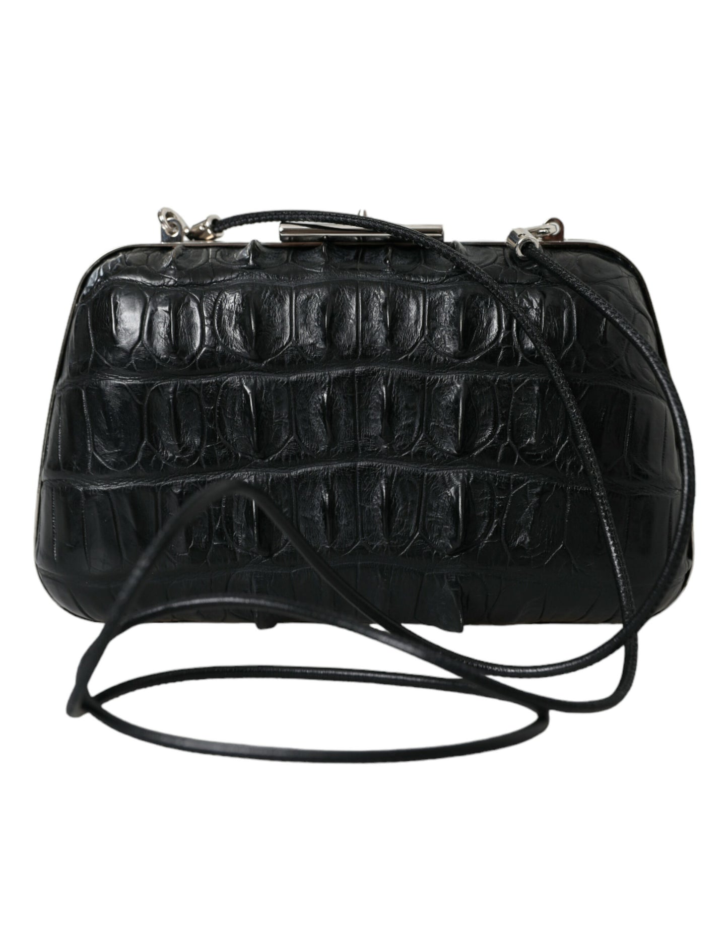 Balenciaga Crocodile Skin Leather Clutch Black Evening Bag Limited Edition Elegant Classic by Balenciaga