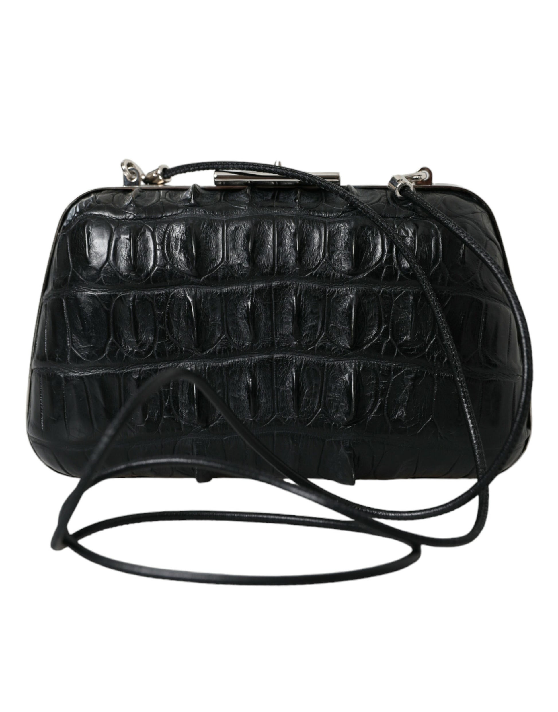 Balenciaga Crocodile Skin Leather Clutch Black Evening Bag Limited Edition Elegant Classic by Balenciaga