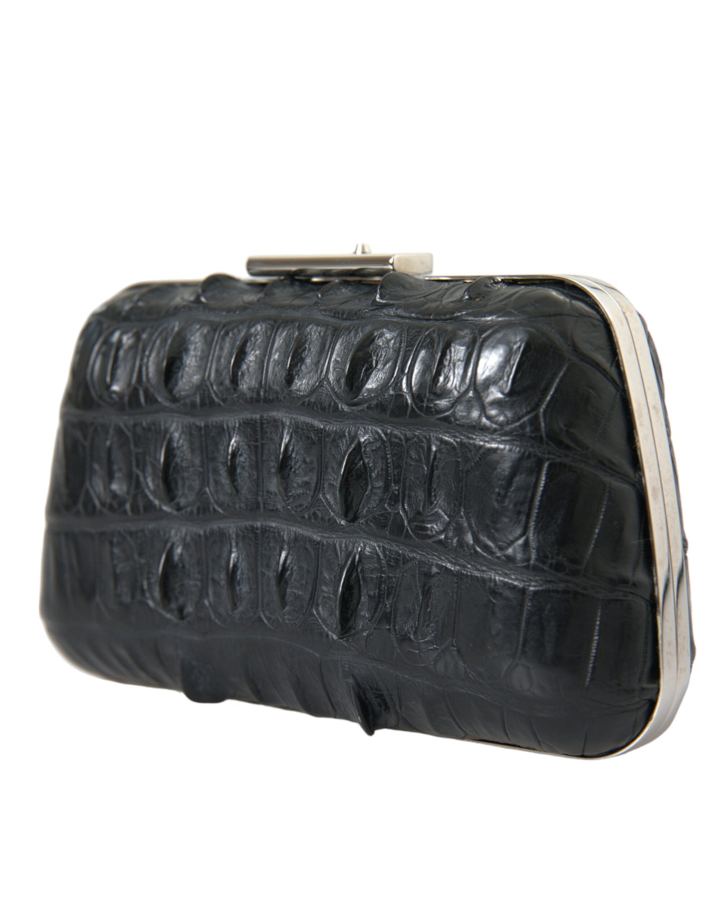 Balenciaga Crocodile Skin Leather Clutch Black Evening Bag Limited Edition Elegant Classic by Balenciaga
