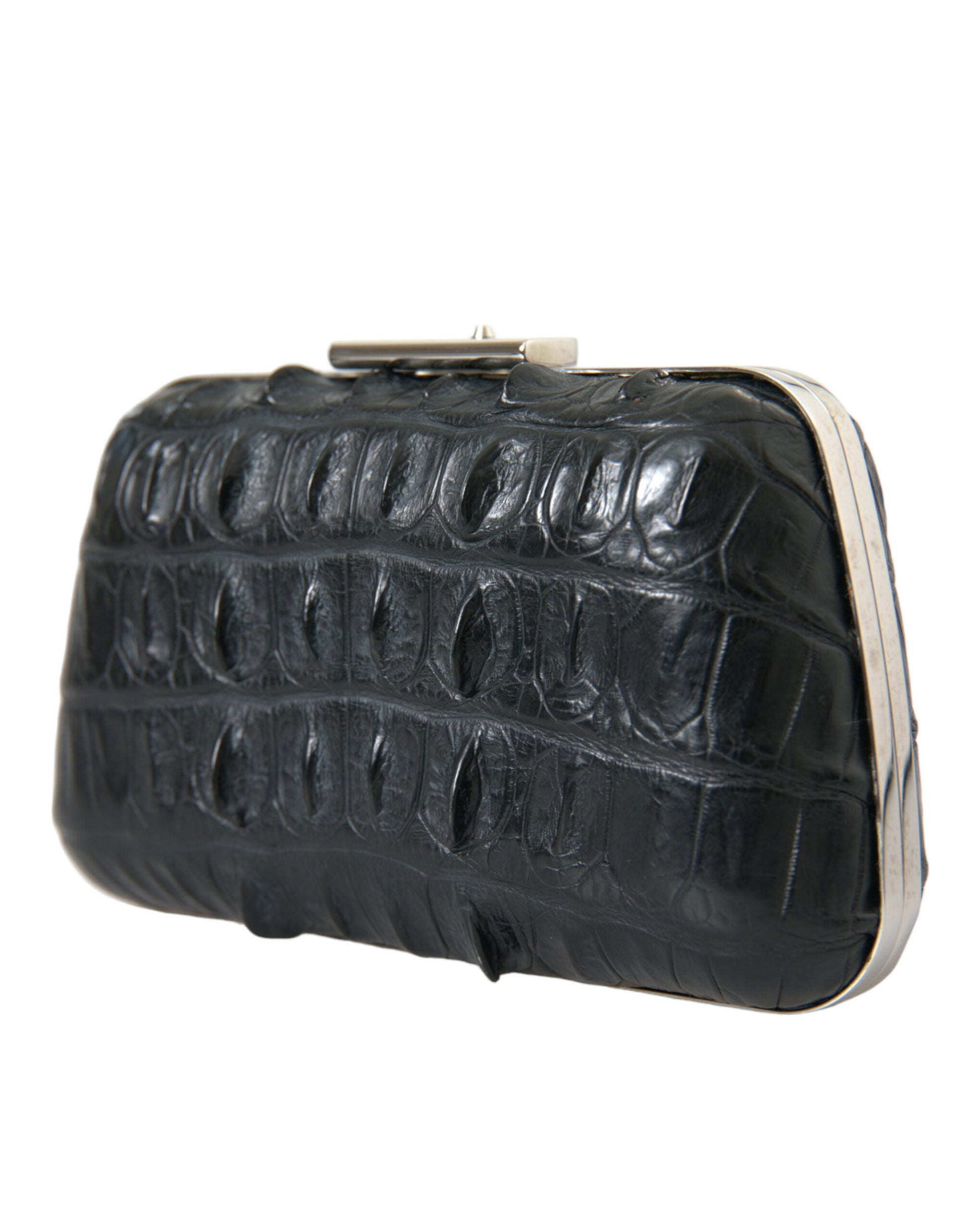 Balenciaga Crocodile Skin Leather Clutch Black Evening Bag Limited Edition Elegant Classic by Balenciaga