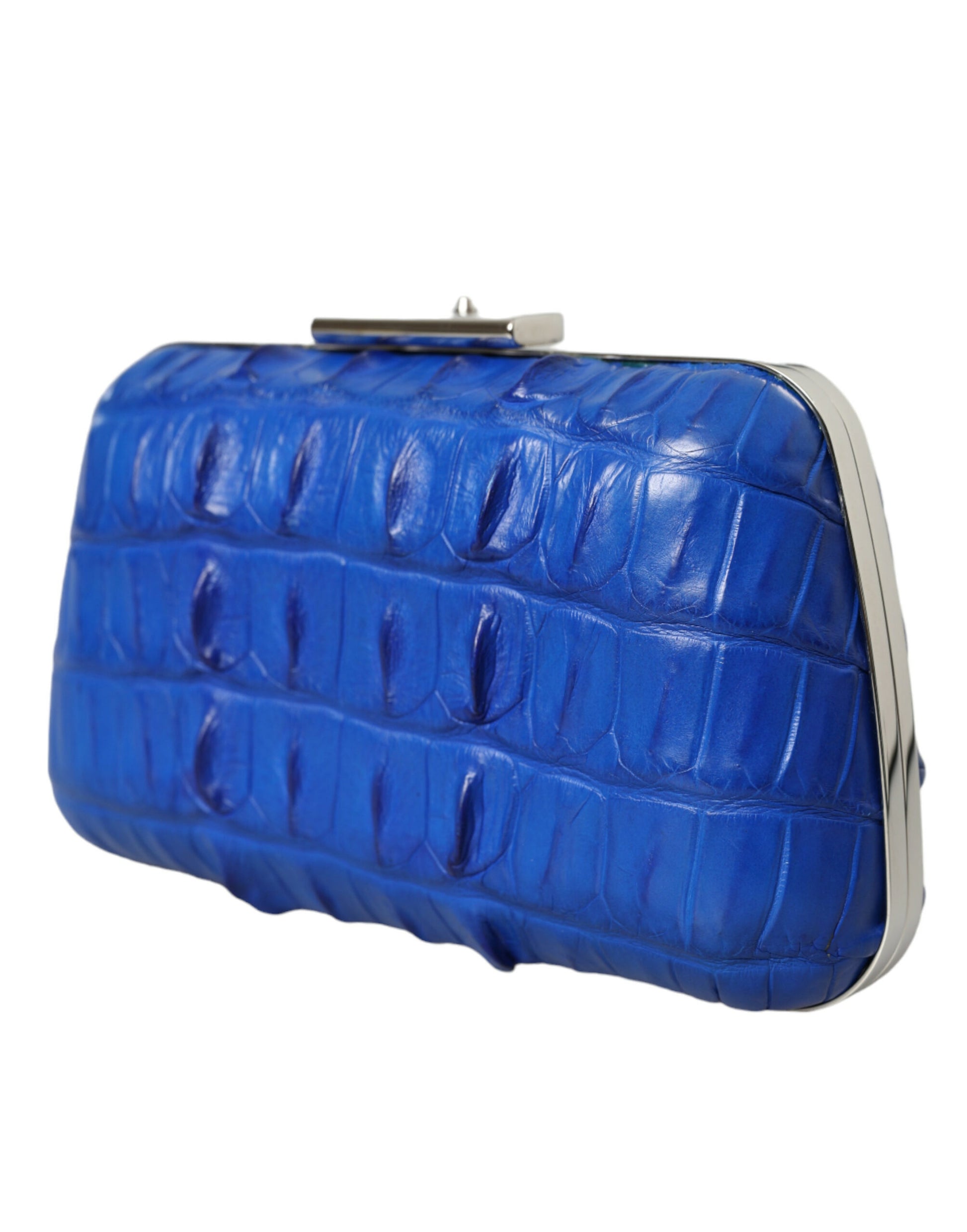 Balenciaga Crocodile Skin Clutch Blue Electrique Luxurious Crocodile Leather For Eveningwear Lovers by Balenciaga