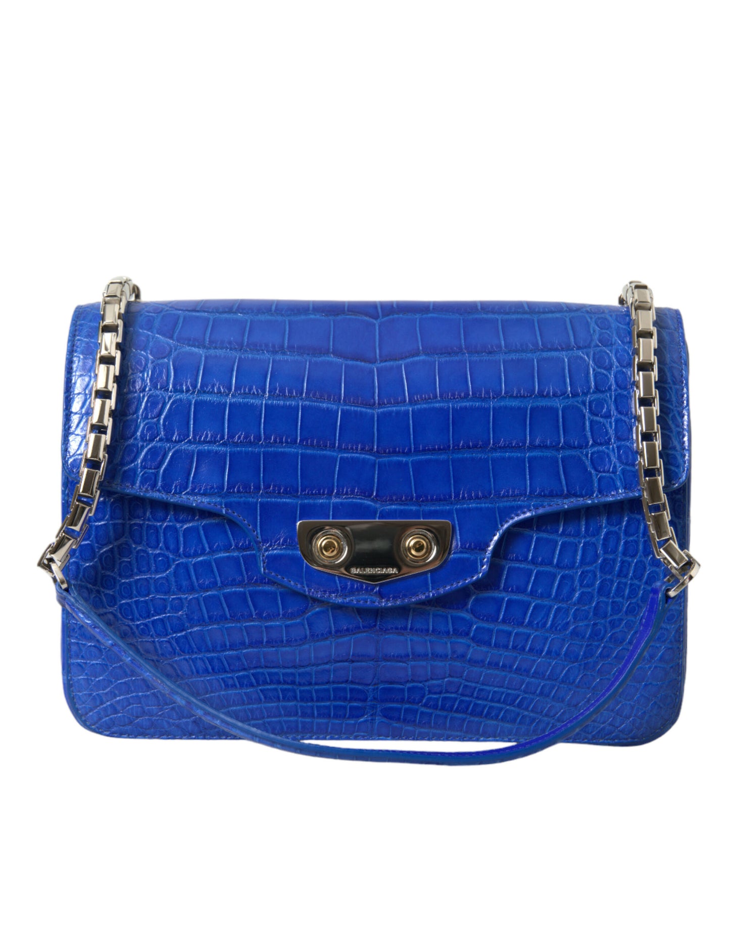 Balenciaga Neo Classic Chain Shoulder Bag Alligator Skin Blue Gold Hardware Exclusive Made In Italy by Balenciaga