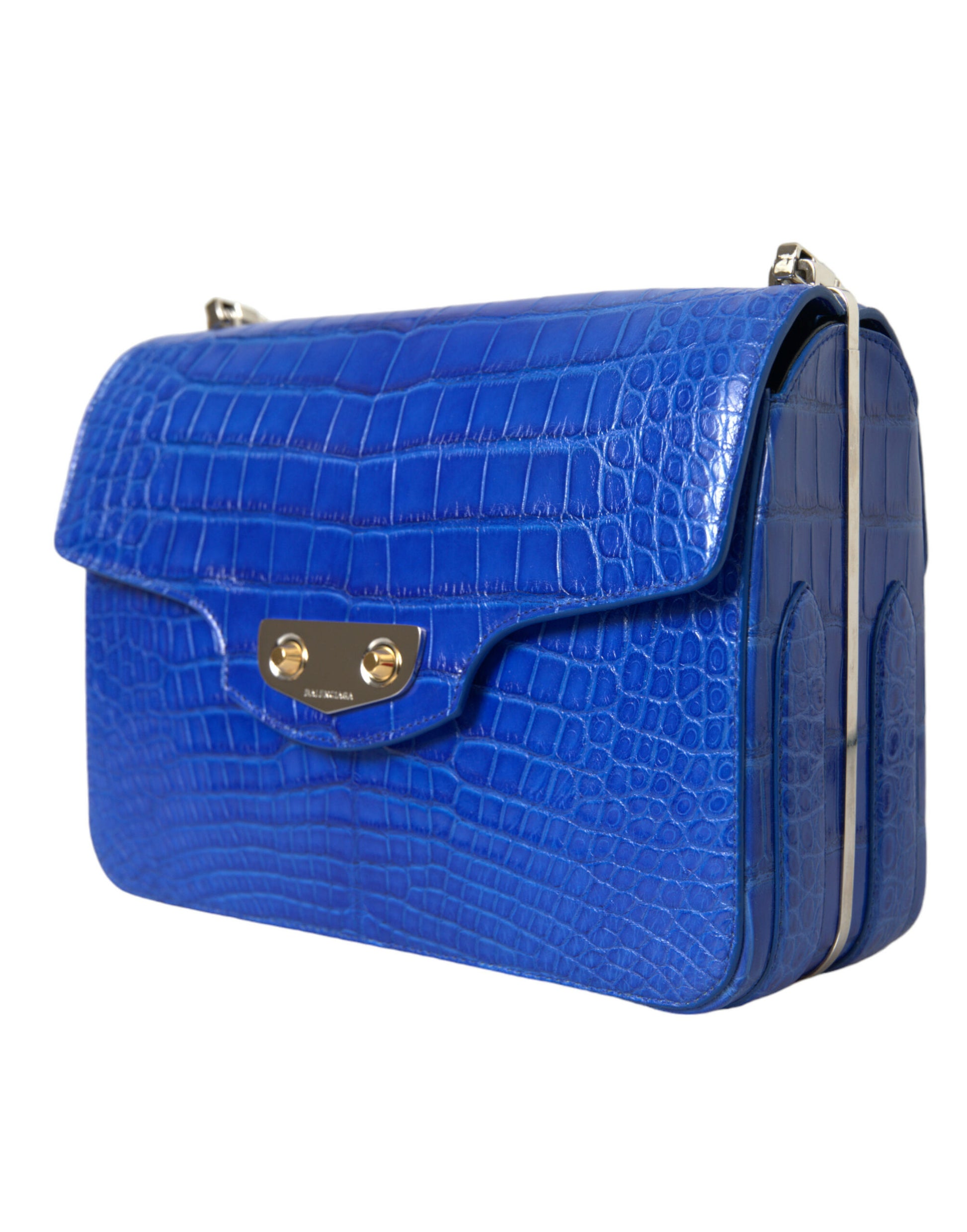 Balenciaga Neo Classic Chain Shoulder Bag Alligator Skin Blue Gold Hardware Exclusive Made In Italy by Balenciaga