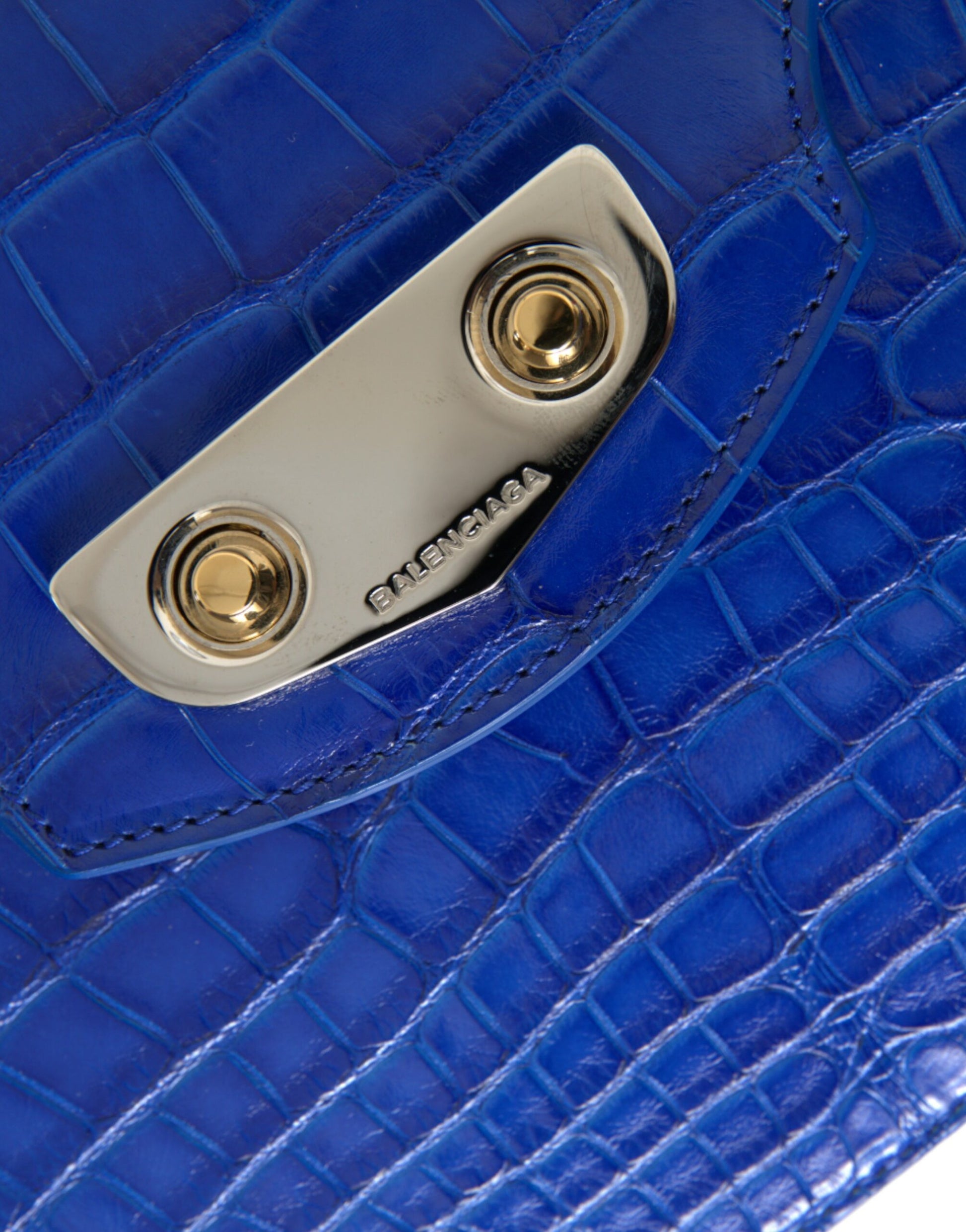 Balenciaga Neo Classic Chain Shoulder Bag Alligator Skin Blue Gold Hardware Exclusive Made In Italy by Balenciaga