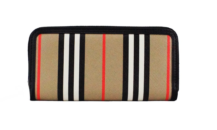 Burberry Ellerby Icon Stripe Zip Around Continental Wallet Leather And Canvas Limited Edition by Burberry