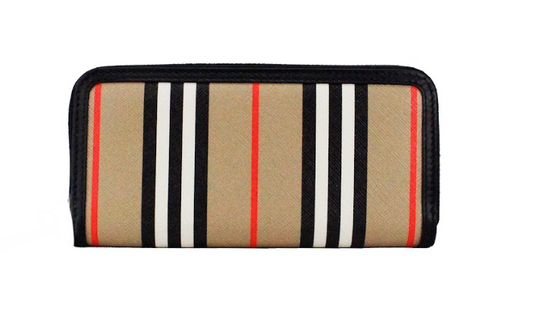 Burberry Ellerby Icon Stripe Zip Around Continental Wallet Leather And Canvas Limited Edition by Burberry