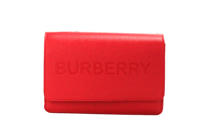 Burberry Hampshire Small Embossed Crossbody Bag Smooth Leather Limited Edition Red Colorway by Burberry