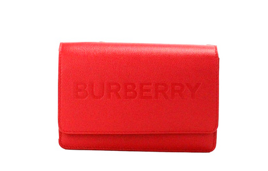 Burberry Hampshire Small Embossed Crossbody Bag Smooth Leather Limited Edition Red Colorway by Burberry
