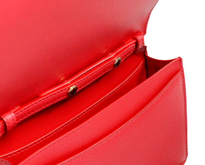 Burberry Hampshire Small Embossed Crossbody Bag Smooth Leather Limited Edition Red Colorway by Burberry