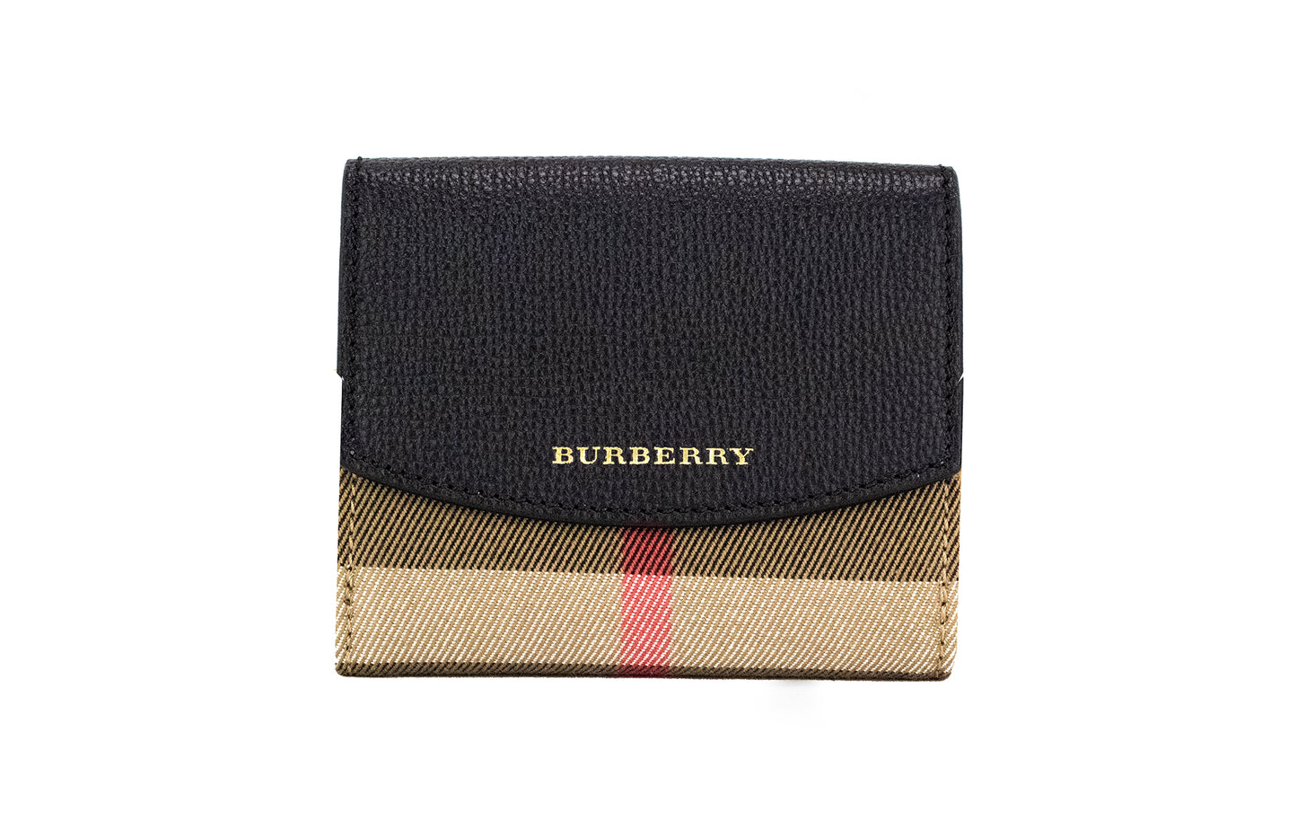 Burberry Luna House Check Pouch Wallet In Grained Leather And Canvas With Exclusive Craftsmanship by Burberry