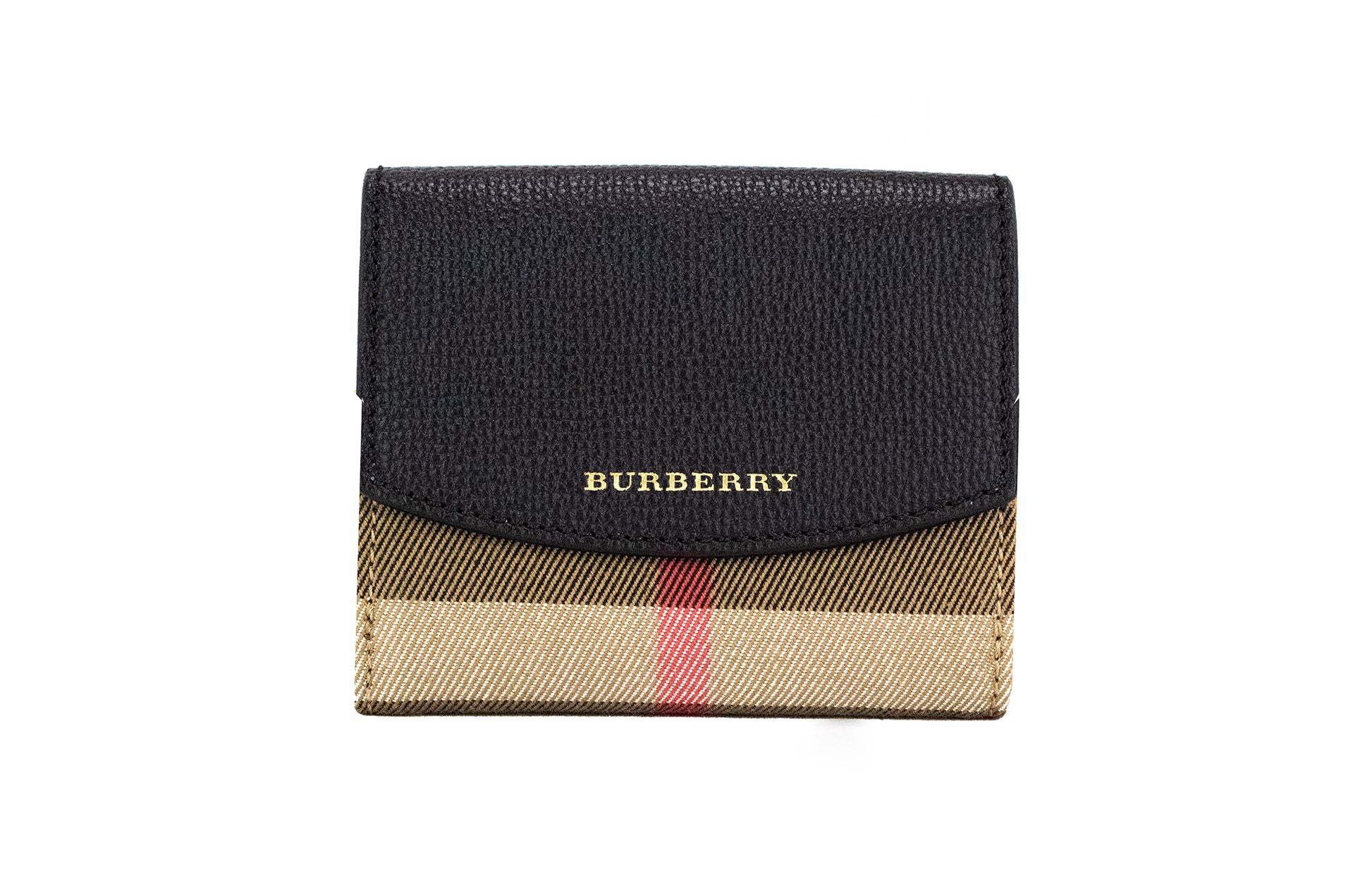 Burberry Luna House Check Pouch Wallet In Grained Leather And Canvas With Exclusive Craftsmanship by Burberry
