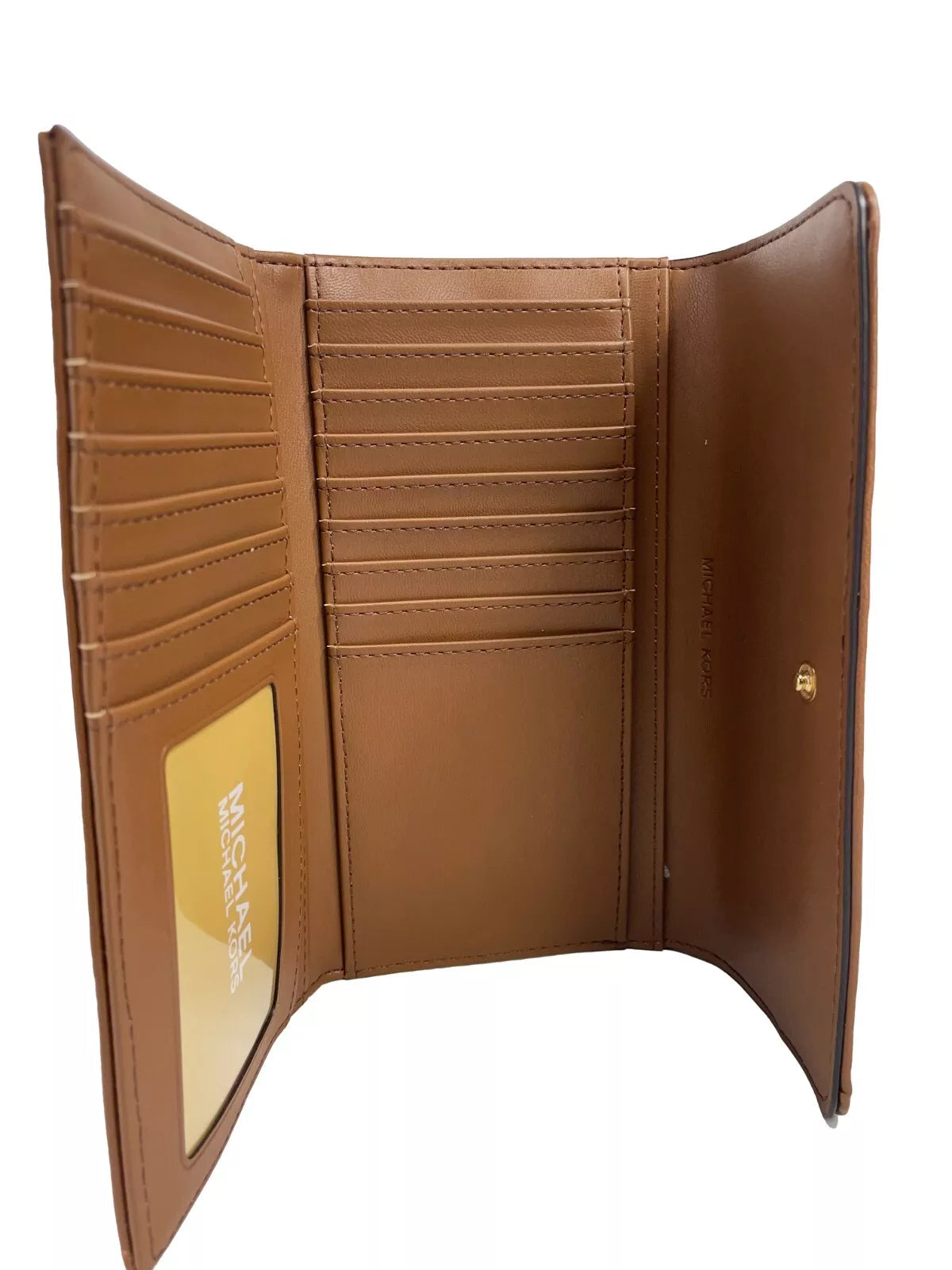 Michael Kors Jet Set Travel Quilted Leather Brown Limited Trifold Wallet With Photo ID Holder by Michael Kors