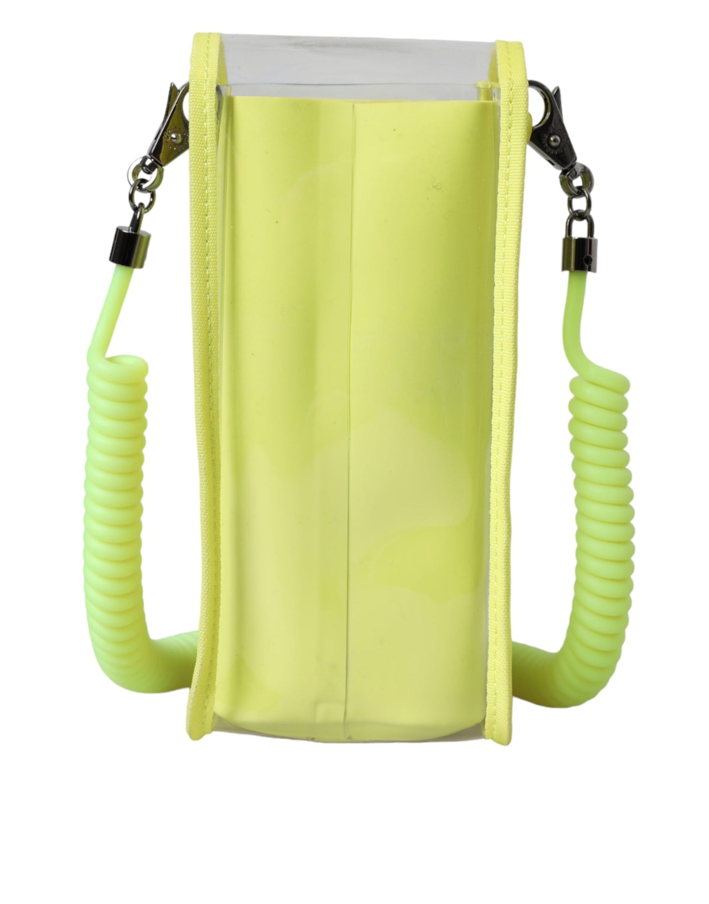 Dolce and Gabbana Card Holder Wallet With Neck Strap Italian Craftsmanship Silver Detailing Yellow Green by Dolce & Gabbana