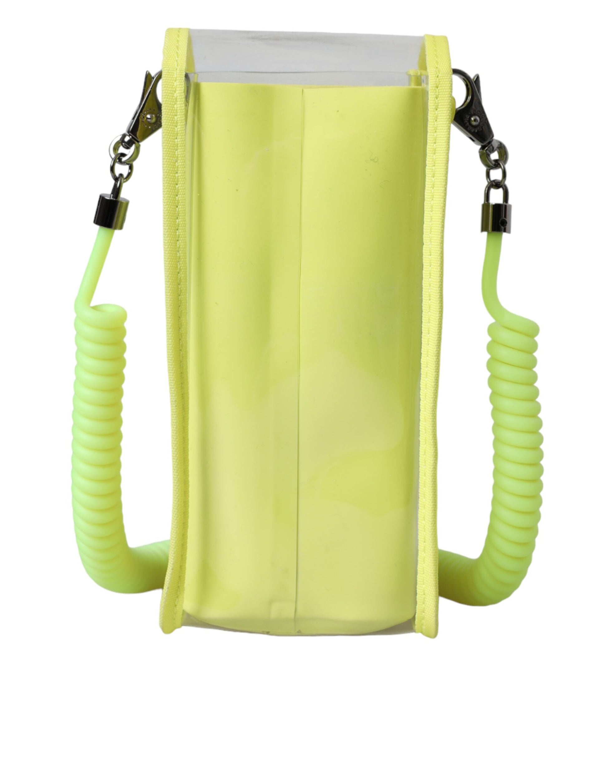 Dolce and Gabbana Card Holder Wallet With Neck Strap Italian Craftsmanship Silver Detailing Yellow Green by Dolce & Gabbana