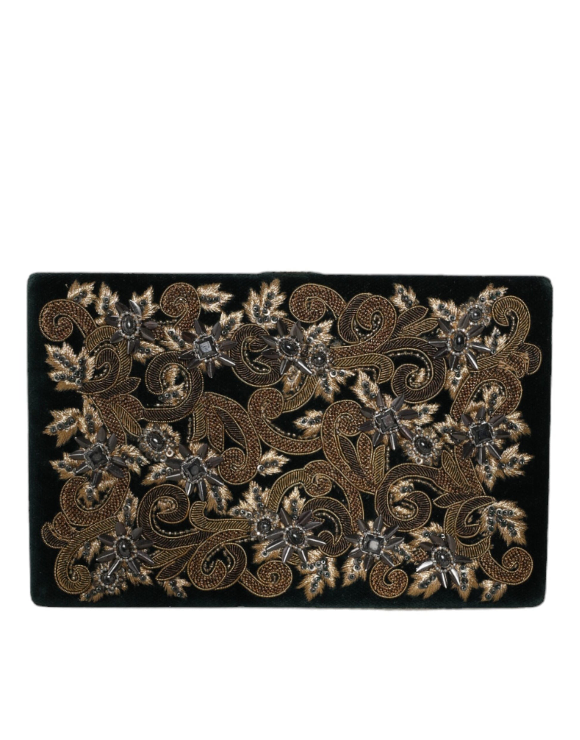 Dolce And Gabbana Miniature Clutch Purse With Gold Baroque Crystal Pearl Detailing And Exclusive Leather Interior by Dolce & Gabbana