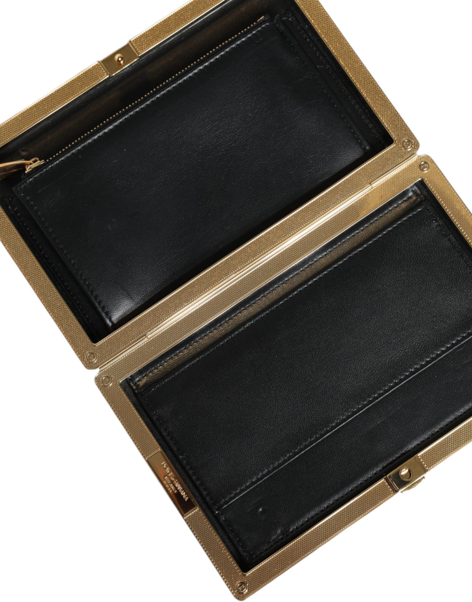 Dolce And Gabbana Suede Miniature Clutch Wallet With Gold Detailing Made In Italy Exclusive by Dolce & Gabbana