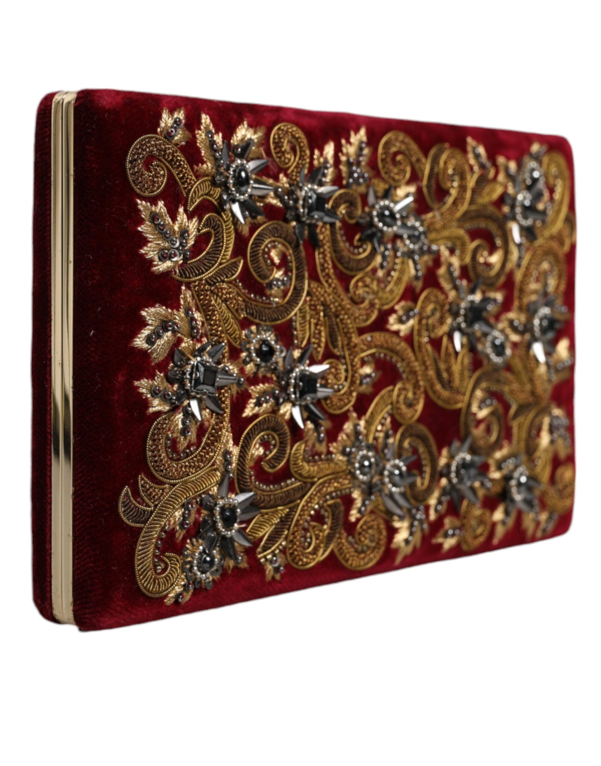 Dolce And Gabbana Miniature Clutch Wallet Red Gold Baroque Crystal Detailing Limited Edition by Dolce & Gabbana
