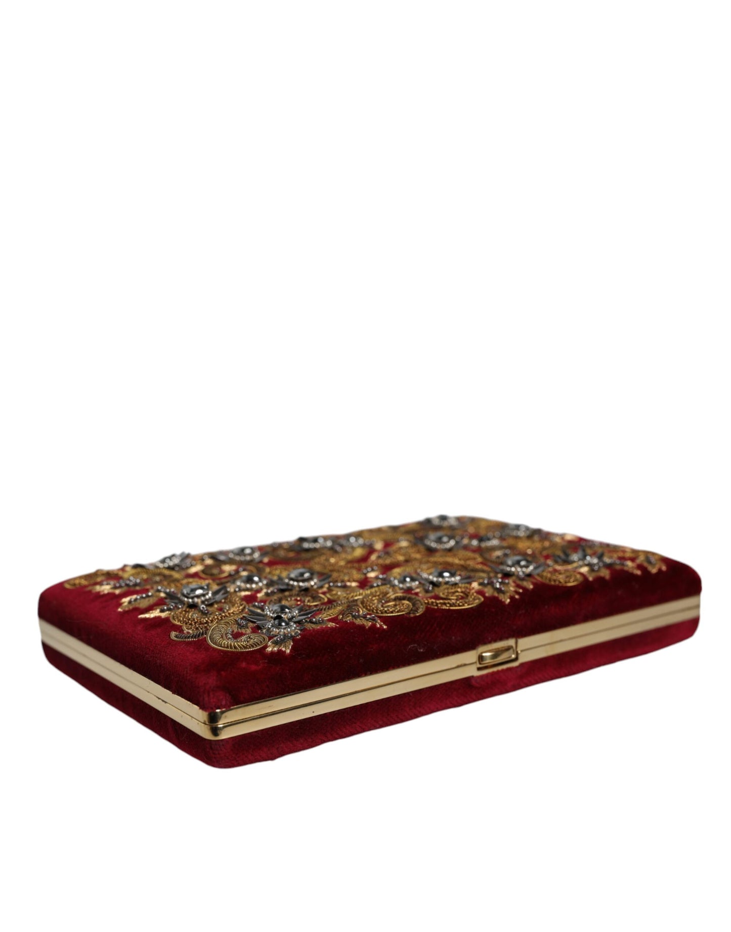 Dolce And Gabbana Miniature Clutch Wallet Red Gold Baroque Crystal Detailing Limited Edition by Dolce & Gabbana