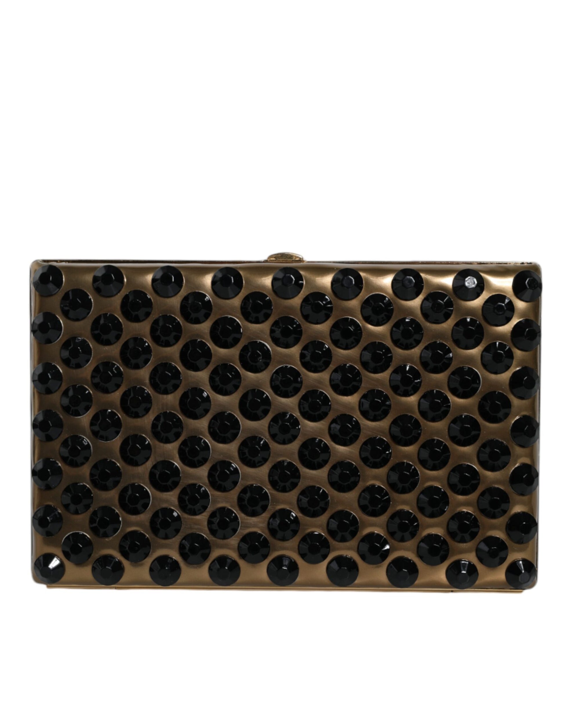 Dolce And Gabbana Miniature Clutch Purse Gold With Black Crystal Detailing Limited Edition by Dolce & Gabbana