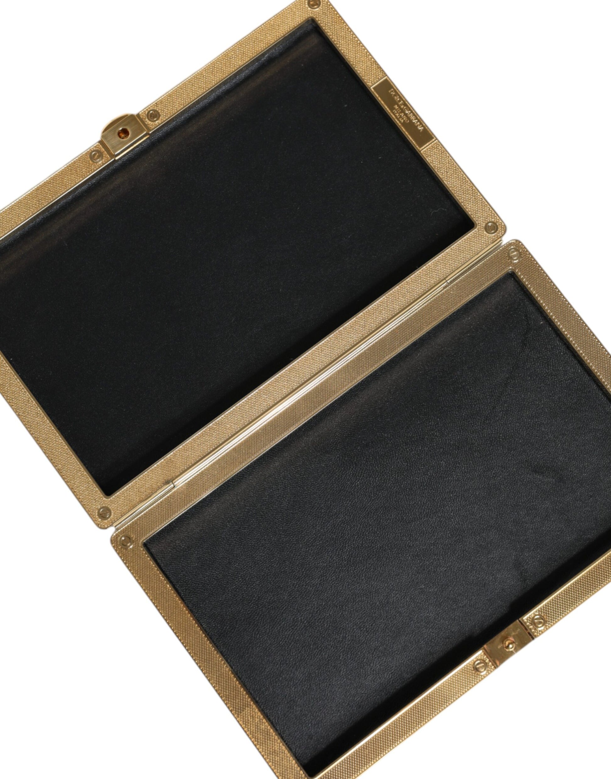 Dolce And Gabbana Miniature Clutch Purse Gold With Black Crystal Detailing Limited Edition by Dolce & Gabbana