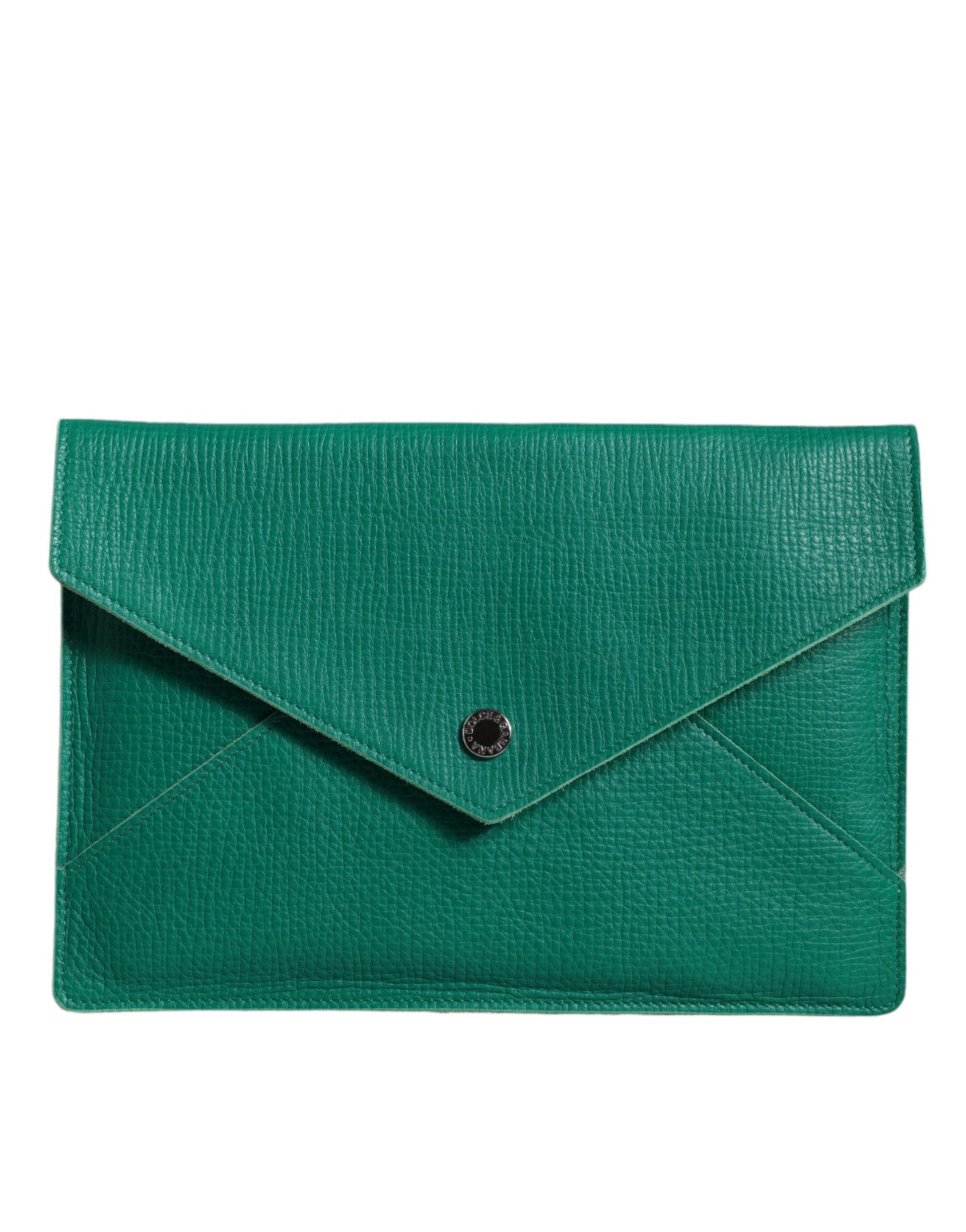 Dolce And Gabbana Green Leather Tablet Pouch Case From The Signature Collection Limited by Dolce & Gabbana