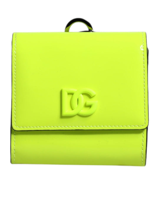 Dolce And Gabbana Card Holder Wallet Calf Leather Yellow Green Limited Edition For Everyday Luxury by Dolce & Gabbana