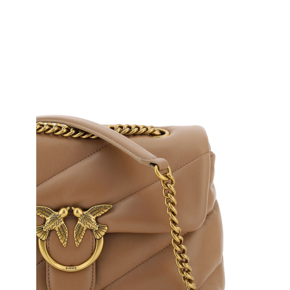 Pinko Calfskin Love Classic Shoulder Bag With Magnetic Front Closure Quilted Padded Design And Sliding Chain Strap by PINKO