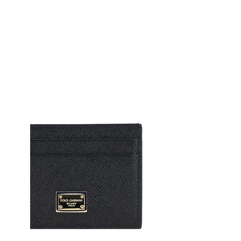 Dolce And Gabbana Calfskin Card Holder With Front And Back Card Slots And Logo Plaque by Dolce & Gabbana