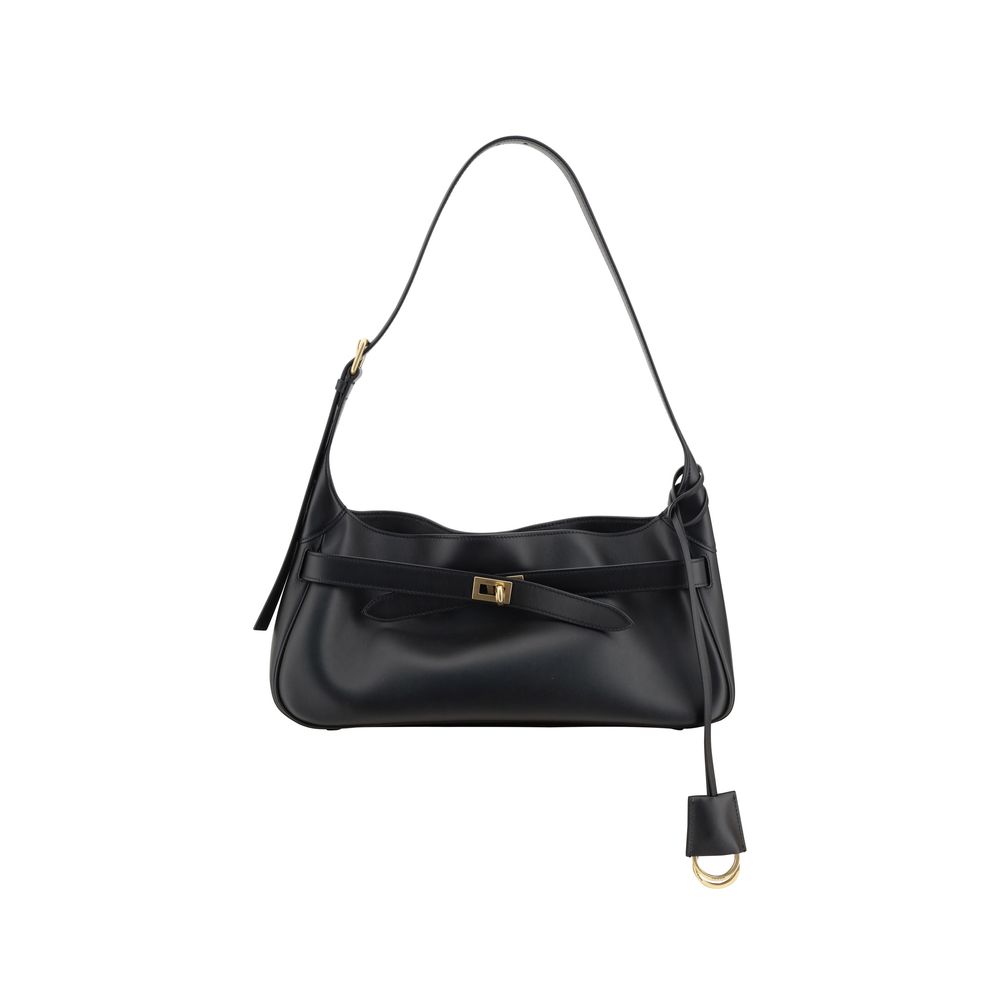 Balenciaga Bel Air Leather Shoulder Bag With Adjustable Strap And Twist Lock Closure For Sophisticated Women by Balenciaga
