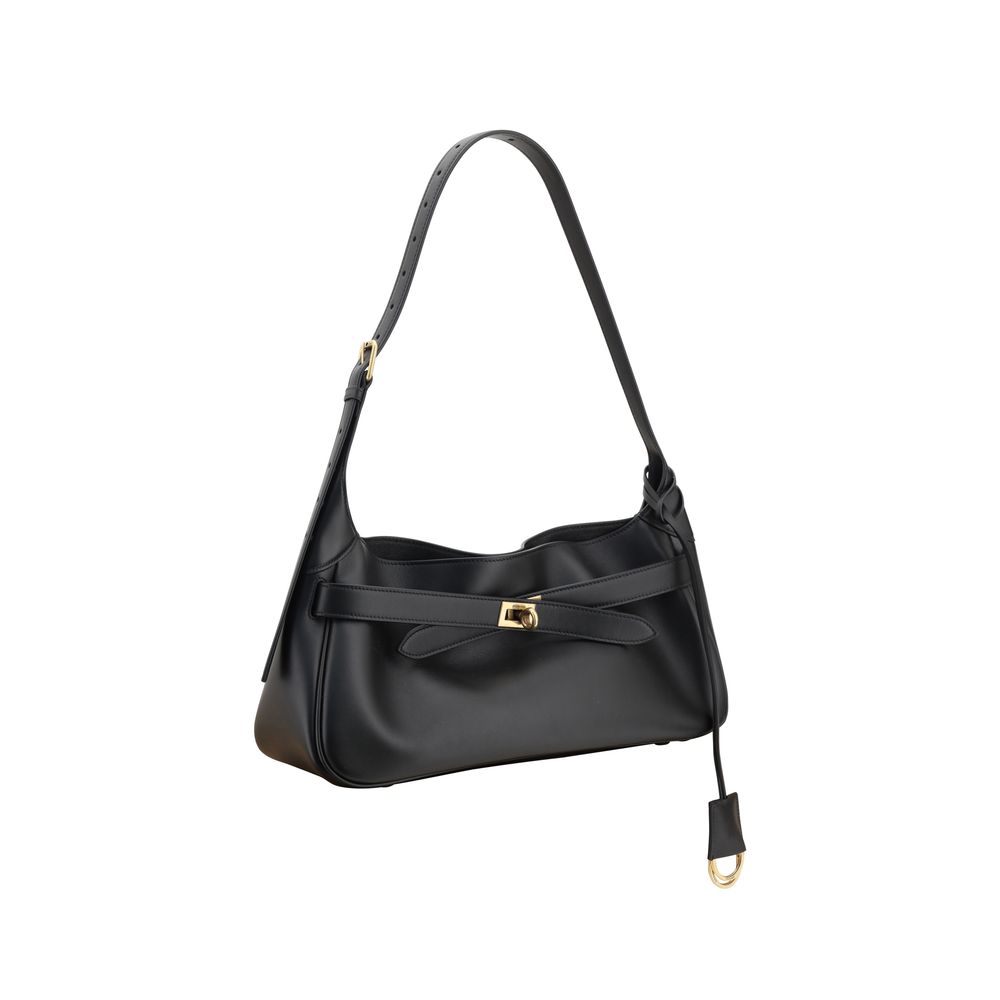 Balenciaga Bel Air Leather Shoulder Bag With Adjustable Strap And Twist Lock Closure For Sophisticated Women by Balenciaga