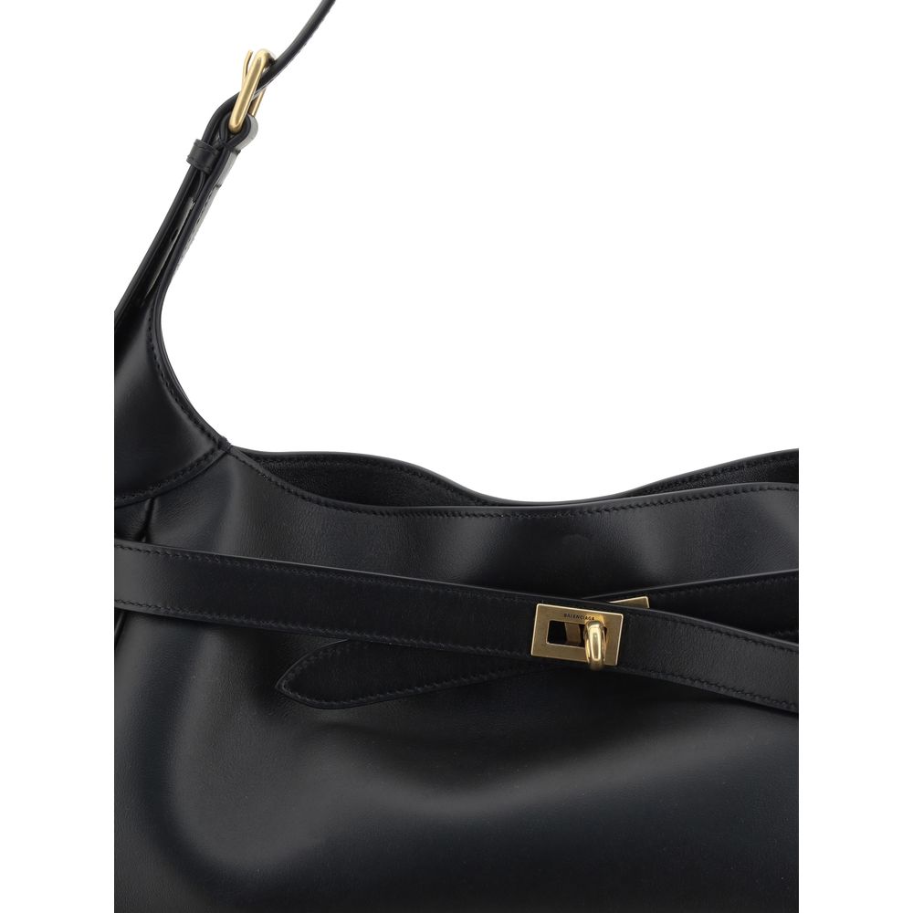 Balenciaga Bel Air Leather Shoulder Bag With Adjustable Strap And Twist Lock Closure For Sophisticated Women by Balenciaga