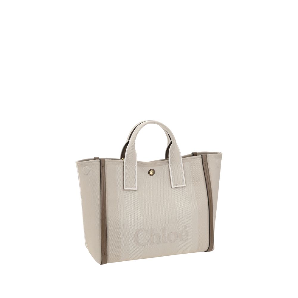 Chloé Carry Handbag Cotton Leather Trim Elite