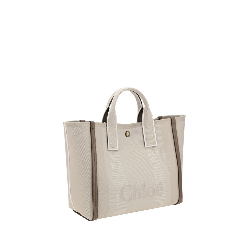 Chloé Carry Handbag Cotton Leather Trim Elite