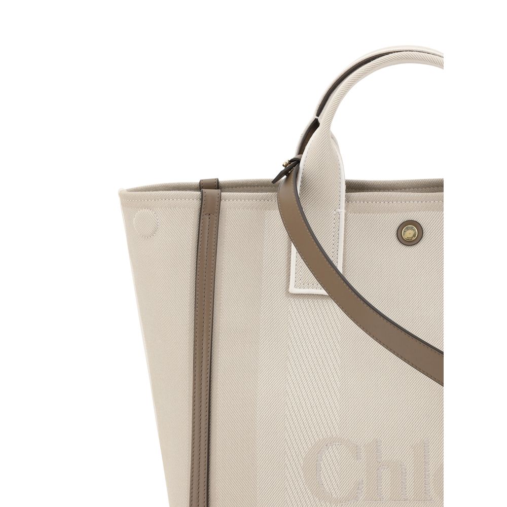 Chloé Carry Handbag Cotton Leather Trim Elite