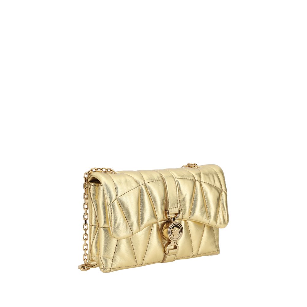 Kleio Mini Shoulder Bag In Lambskin Quilted Leather With Magnetic Flap And Removable Chain Strap Featuring Medusa Head by Versace
