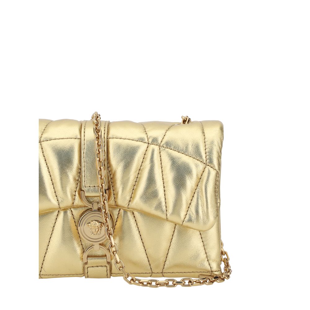 Kleio Mini Shoulder Bag In Lambskin Quilted Leather With Magnetic Flap And Removable Chain Strap Featuring Medusa Head by Versace
