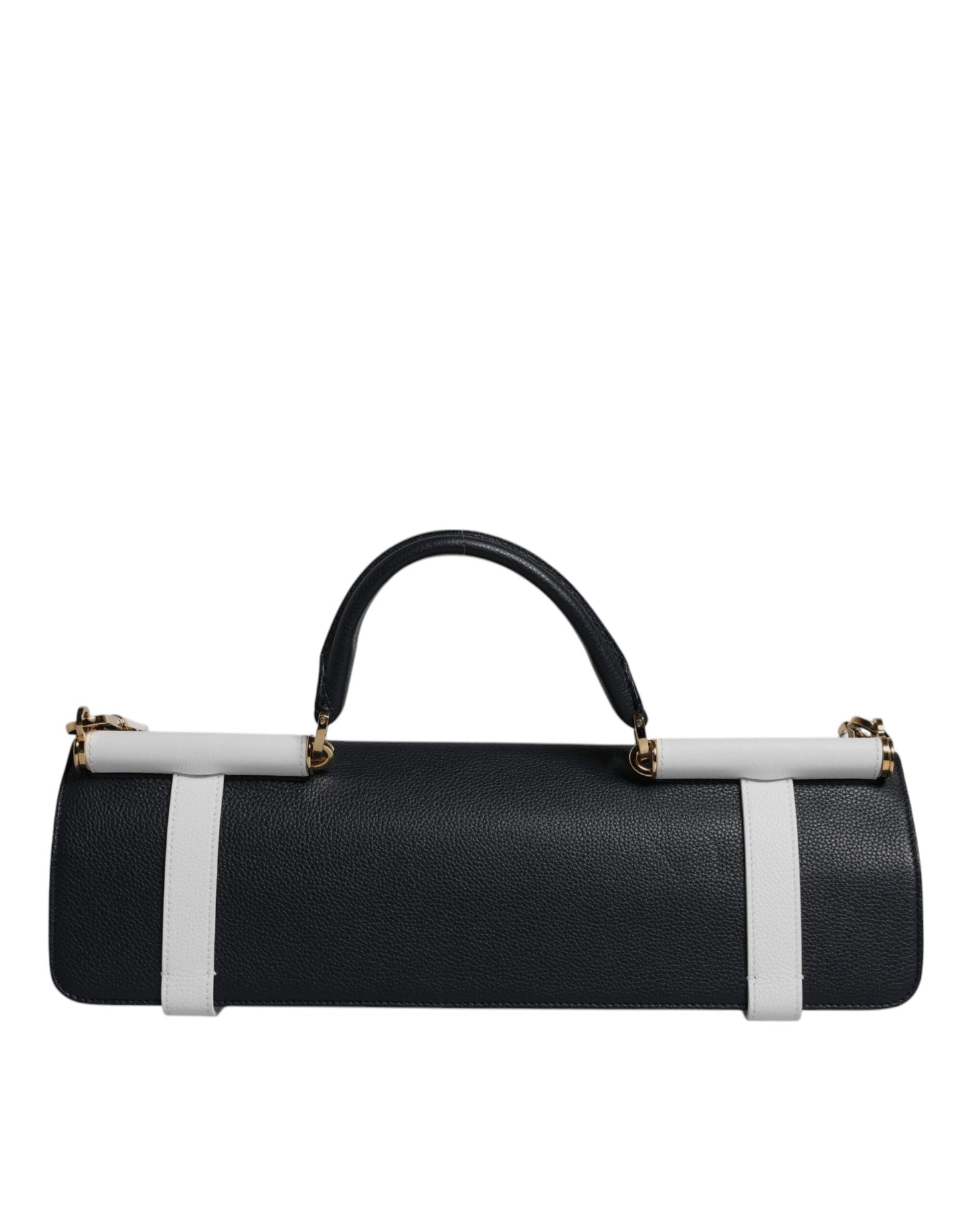 Dolce And Gabbana Calfskin Shoulder Bag Two Tone Blue And White Exclusive Logo Engraved Hardware Made In Italy by Dolce & Gabbana