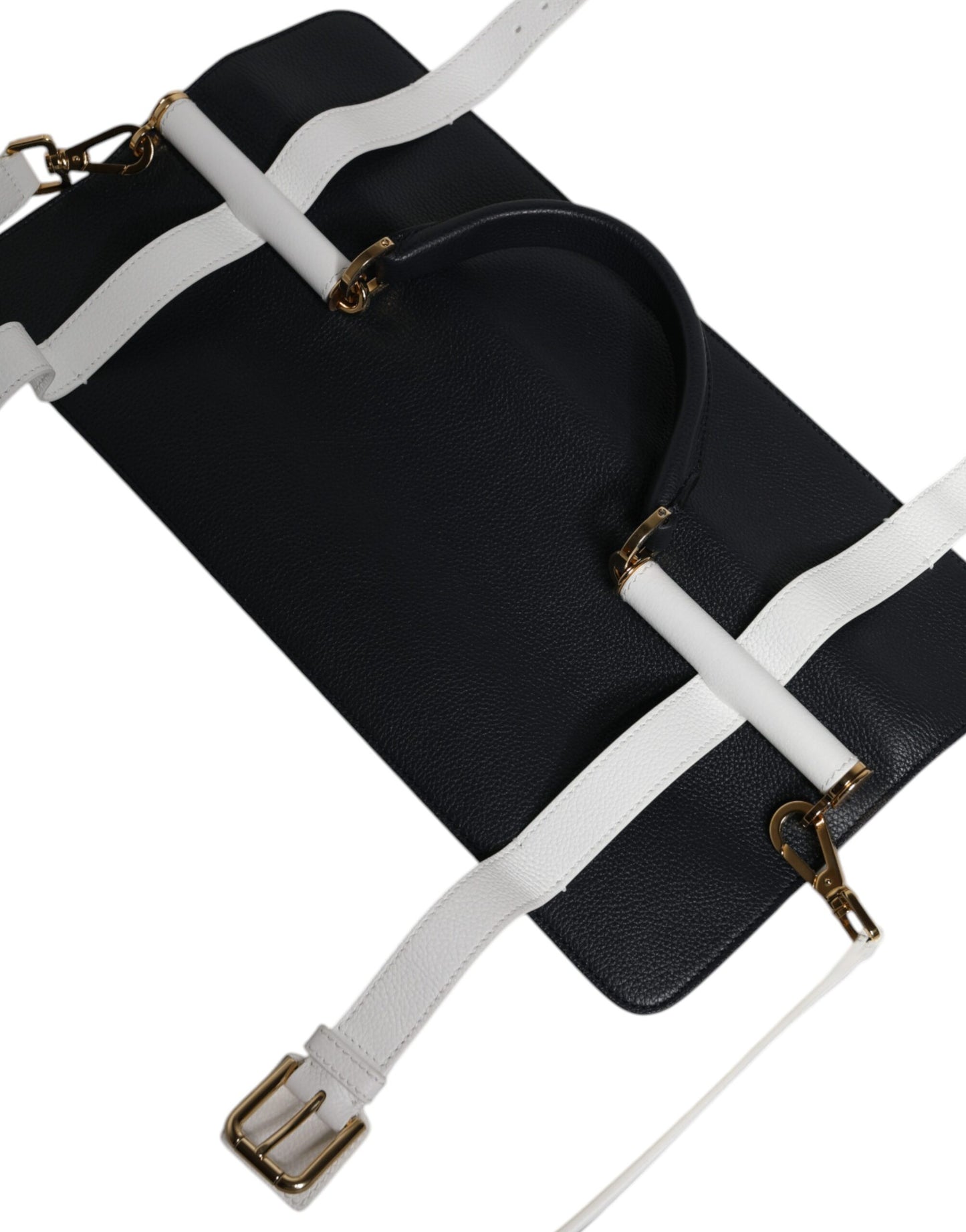 Dolce And Gabbana Calfskin Shoulder Bag Two Tone Blue And White Exclusive Logo Engraved Hardware Made In Italy by Dolce & Gabbana