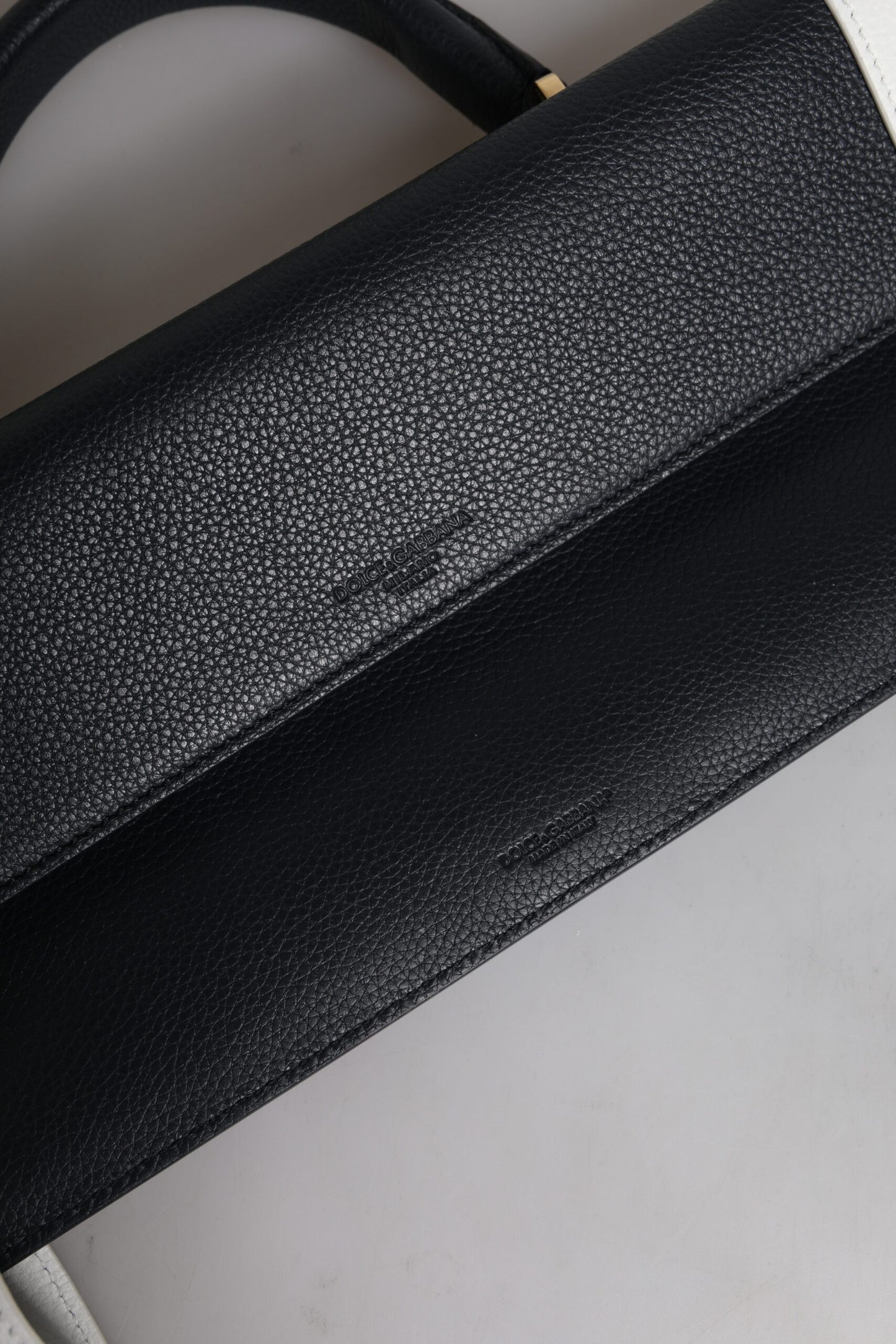 Dolce And Gabbana Calfskin Shoulder Bag Two Tone Blue And White Exclusive Logo Engraved Hardware Made In Italy by Dolce & Gabbana