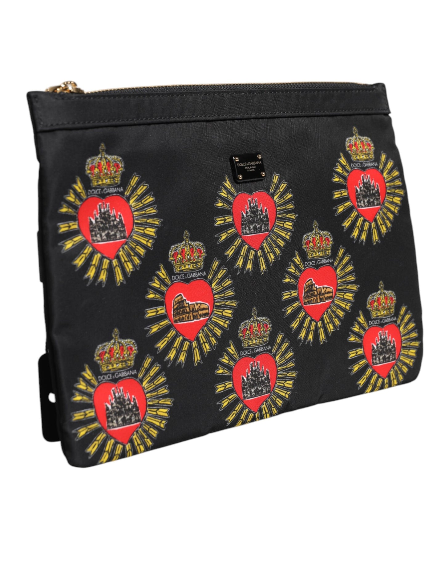 Dolce And Gabbana Pouch Clutch Nylon Sacred Heart Print Made In Italy Limited Edition by Dolce & Gabbana
