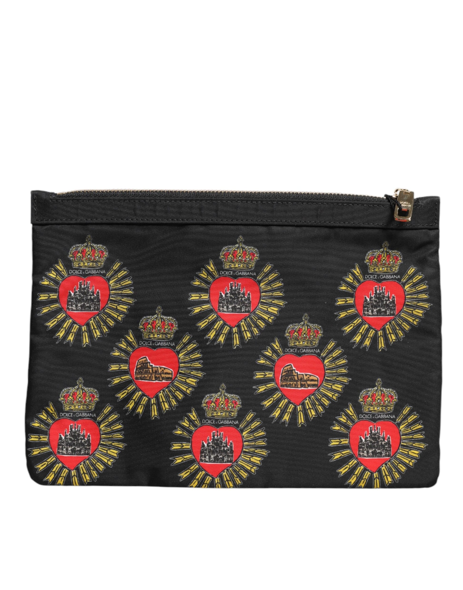 Dolce And Gabbana Pouch Clutch Nylon Sacred Heart Print Made In Italy Limited Edition by Dolce & Gabbana