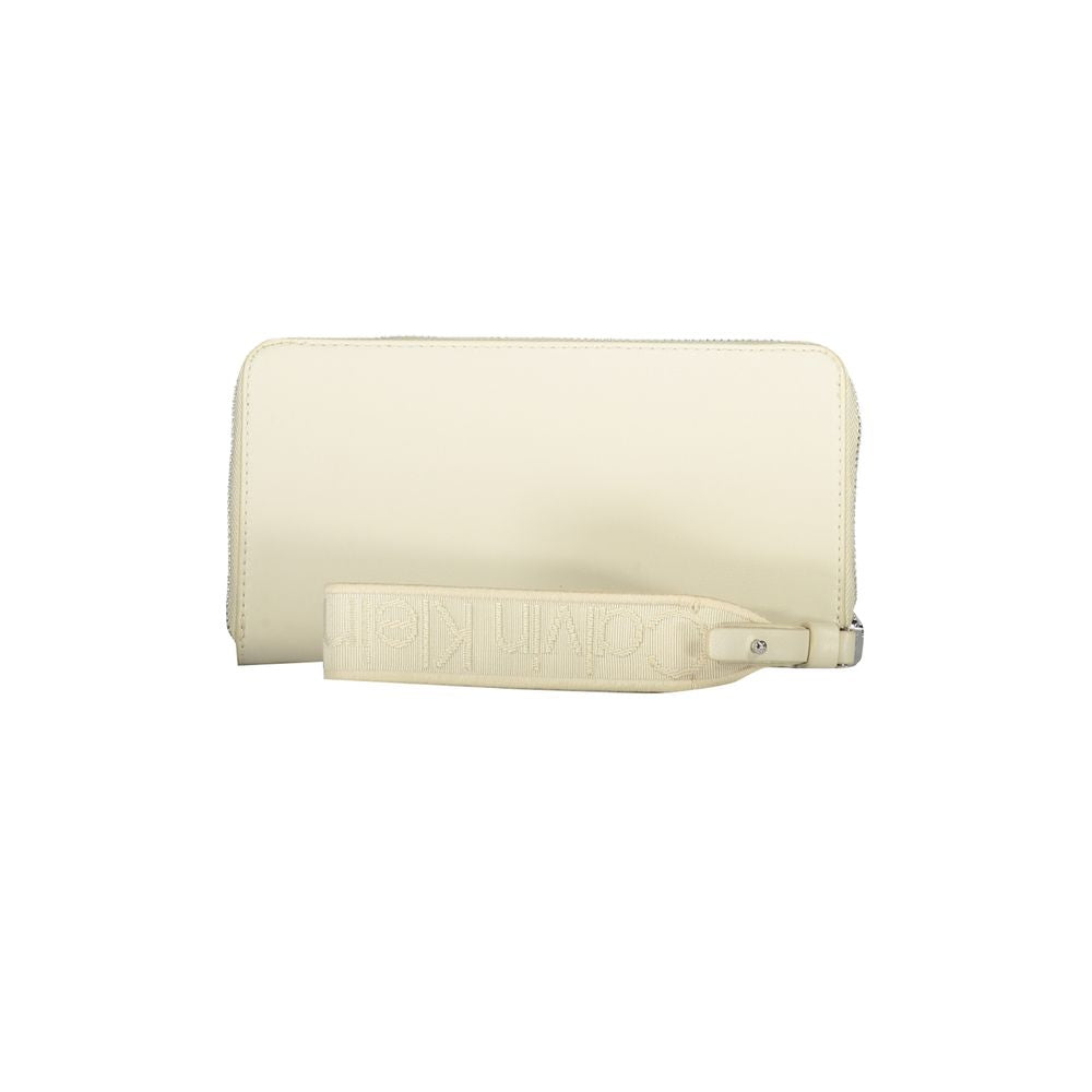Compact Wallet With Five Compartments Coin Purse Zip Closure Removable Long Pull Logo by Calvin Klein