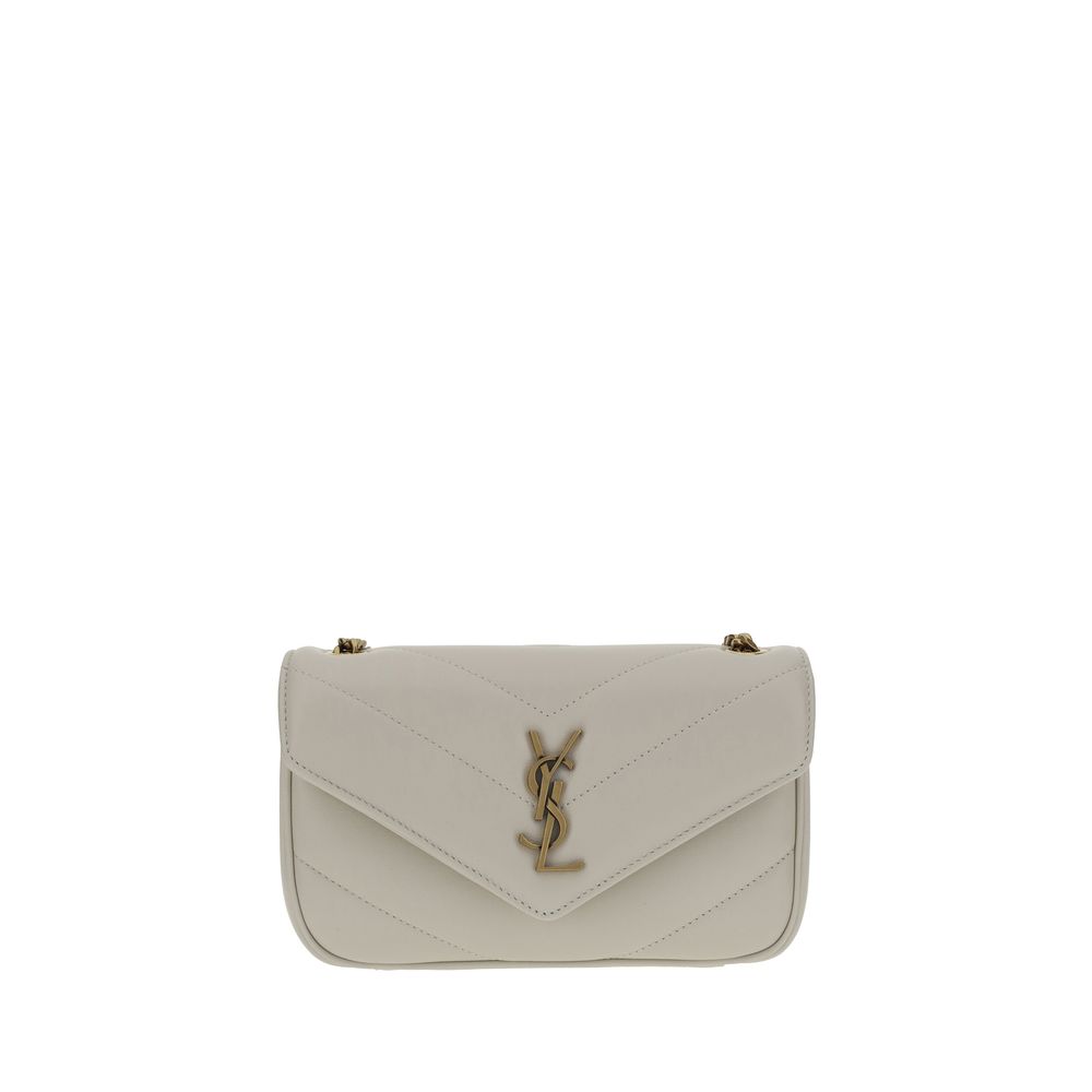 Saint Laurent Lou Lou Lambskin Shoulder Bag With Quilted Leather YSL Logo Plaque And Magnetic Closure by Saint Laurent