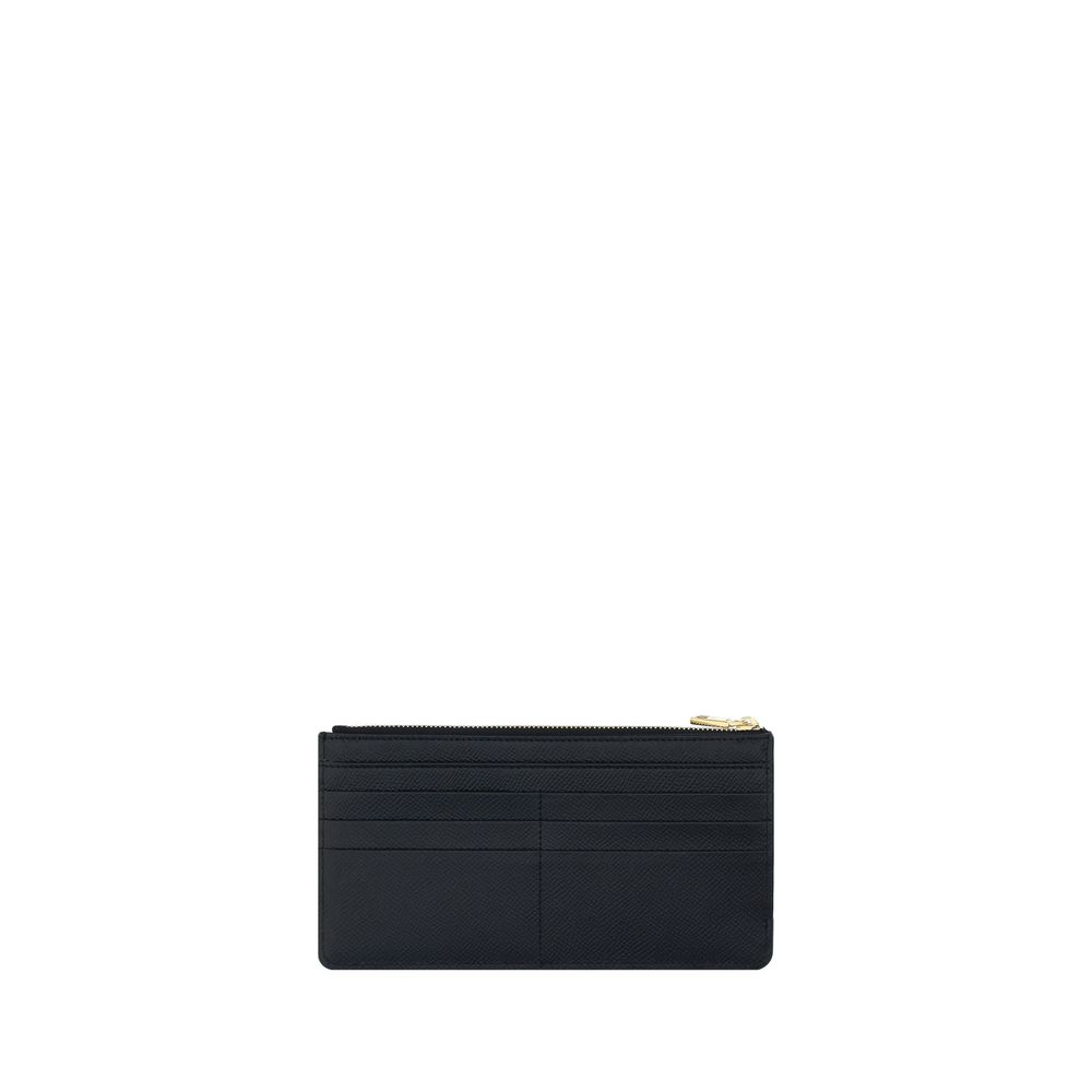 Dolce And Gabbana Leather Card Holder With Zip Top Front Slit Pocket And Back Card Slots by Dolce & Gabbana