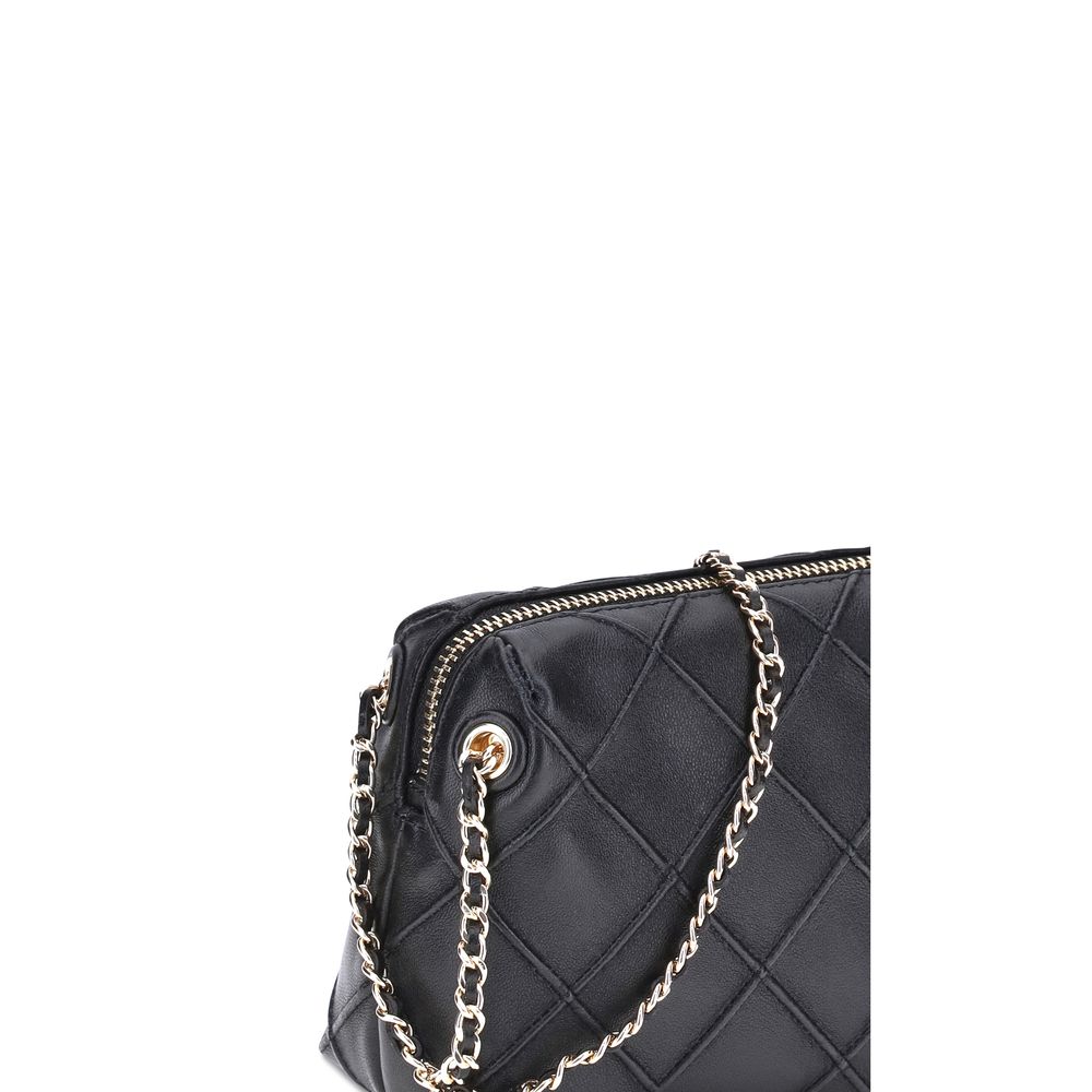 Tory Burch Fleming Feather Shoulder Bag Leather With Zippered Top Closure And Woven Chain Strap by Tory Burch