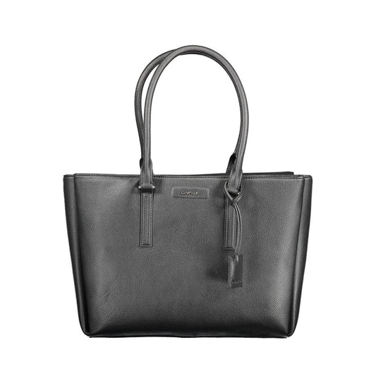 Calvin Klein Black 2 Handle Shoulder Bag With Secure Compartments And Iconic Branding by Calvin Klein