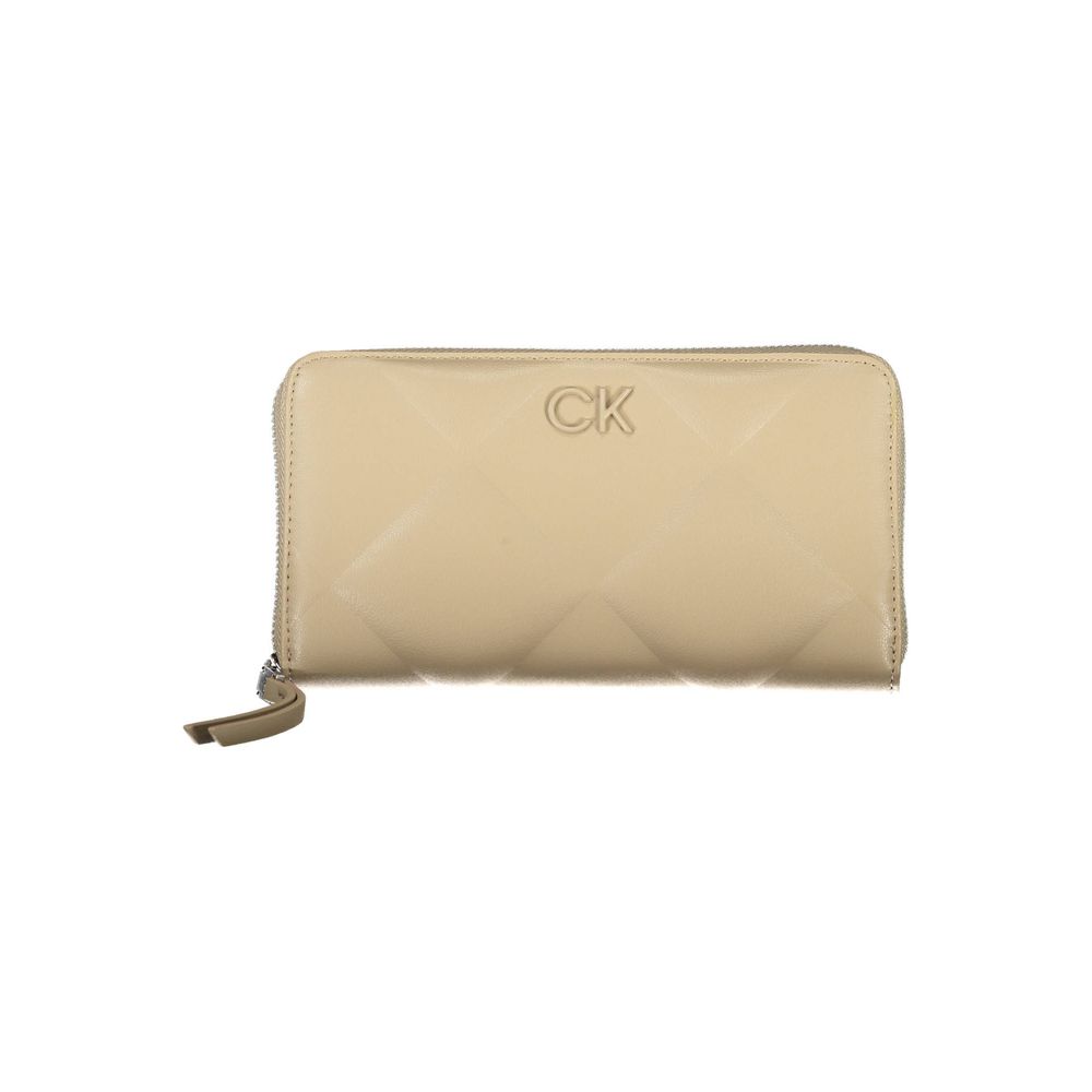 Calvin Klein Beige Wallet With Five Compartments Coin Purse And Dual Card Slots For Everyday Luxury by Calvin Klein